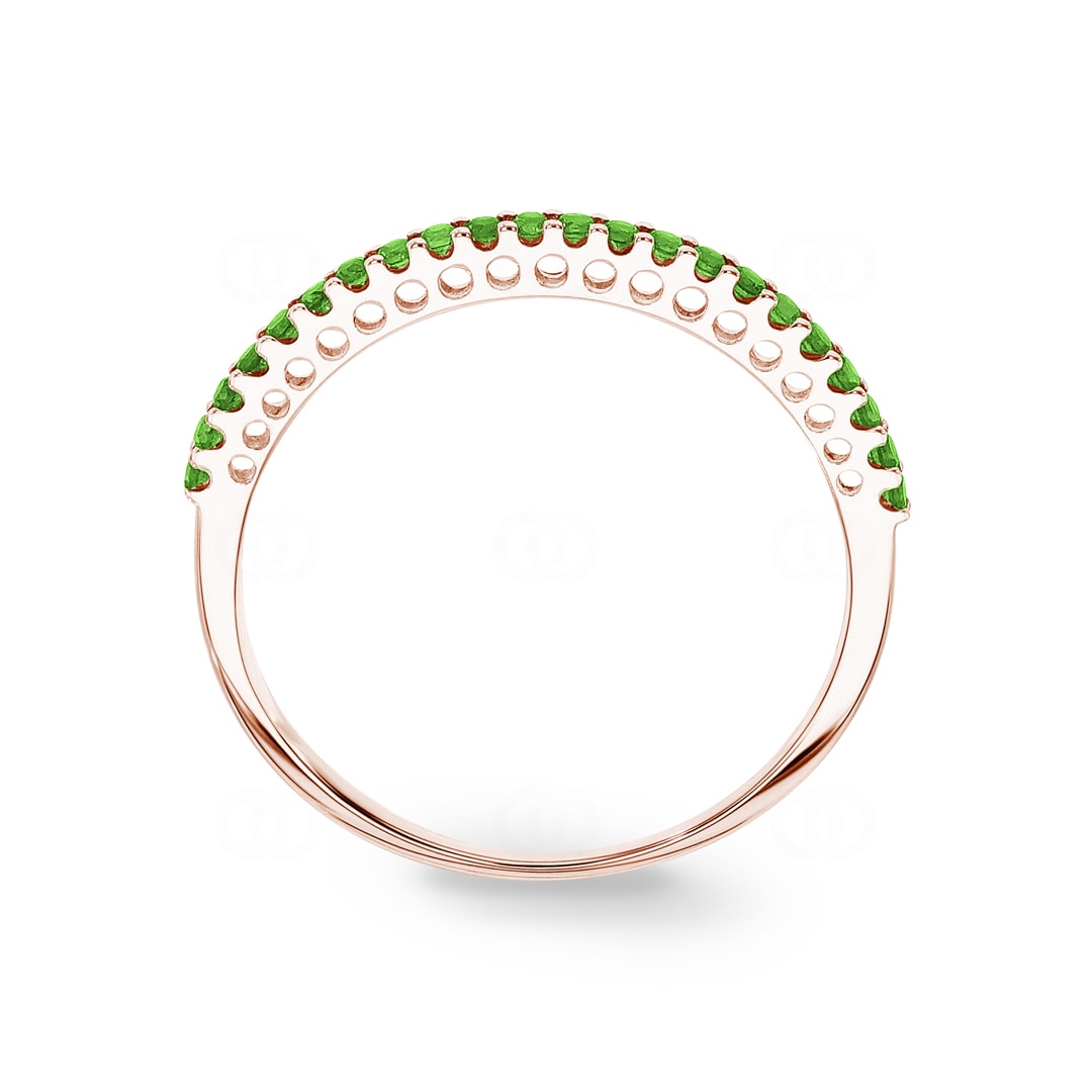 Mémoire-Ring 750/18 K Roségold mit grünen Granaten