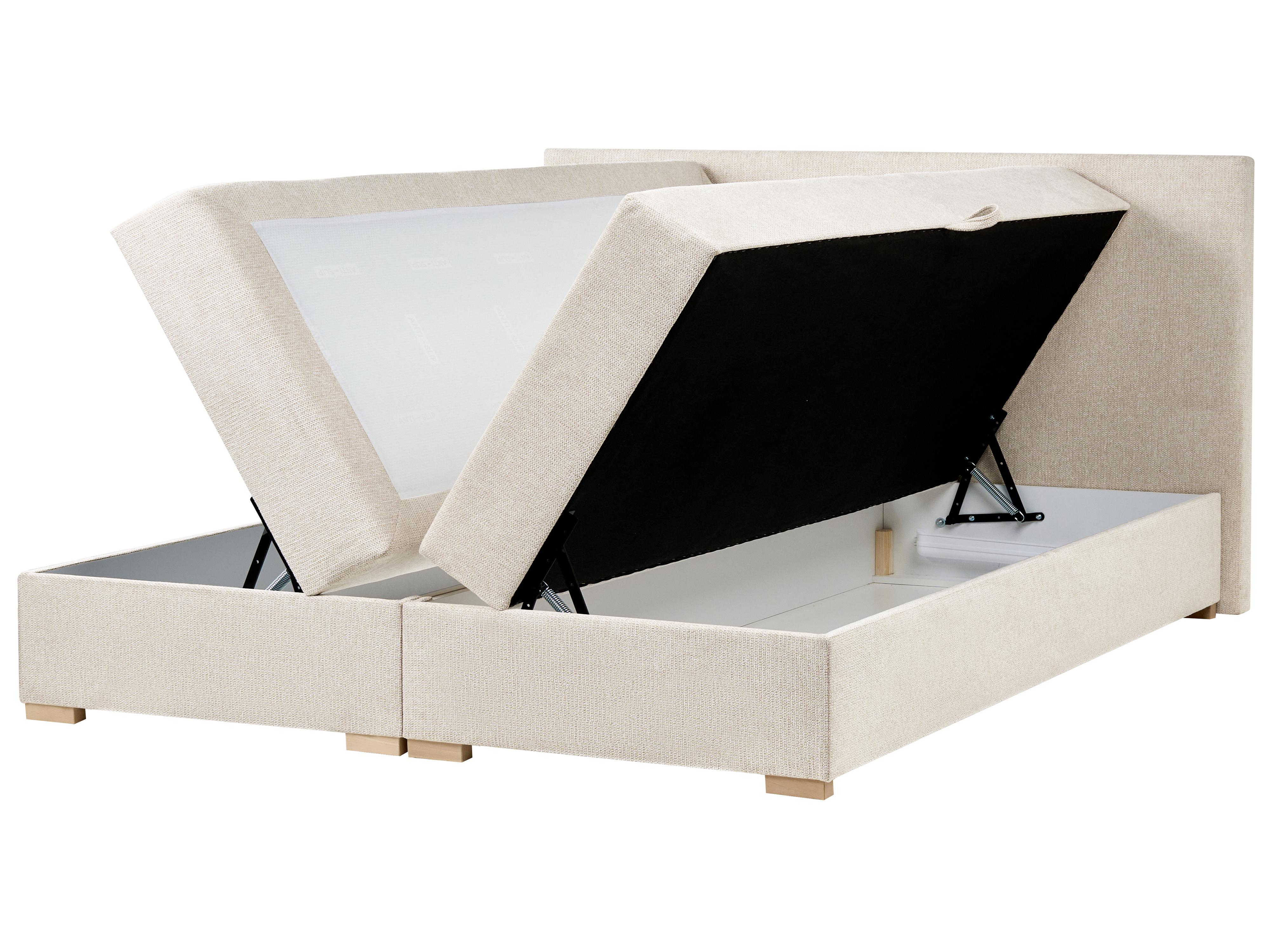 Boxspring met opbergruimte Stof MAJOR 180 x 200 cm Lichtbeige