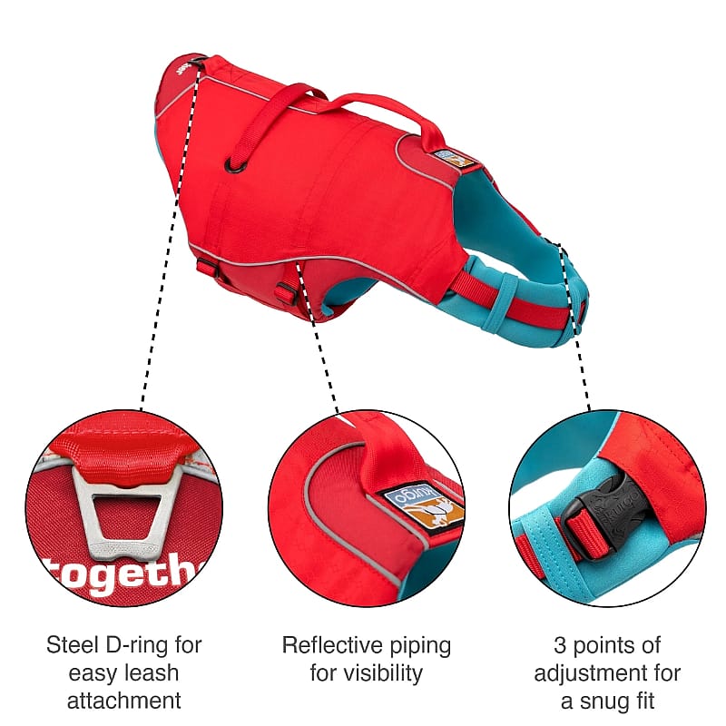 Kurgo Life Jacket Surf and Turf Comfortabel Hondenzwemvest | Medium | 11634