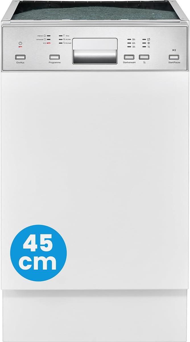 Bomann® Geschirrspüler 45 cm teilintegriert | sehr leise | Spülmaschine 45 cm automatische Türöffnung | inkl. Aquastop | Reinigungstemperaturen: 40°-65°C | 6 Programme | Geschirrspüler - GSPE 7422 TI