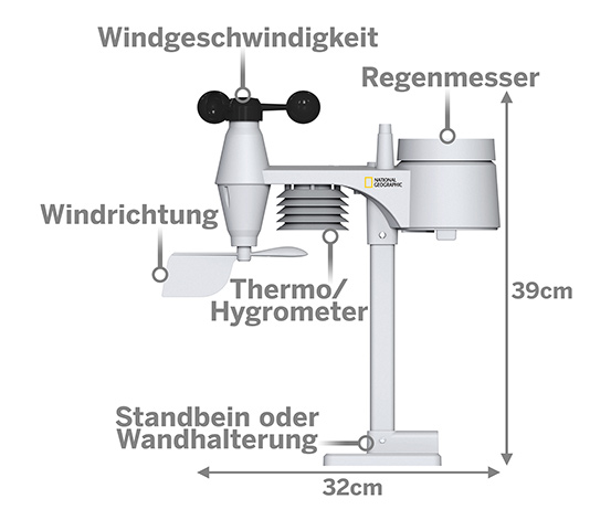 NATIONAL GEOGRAPHIC Color-Display 5-in-1-Funk-Wetterstation