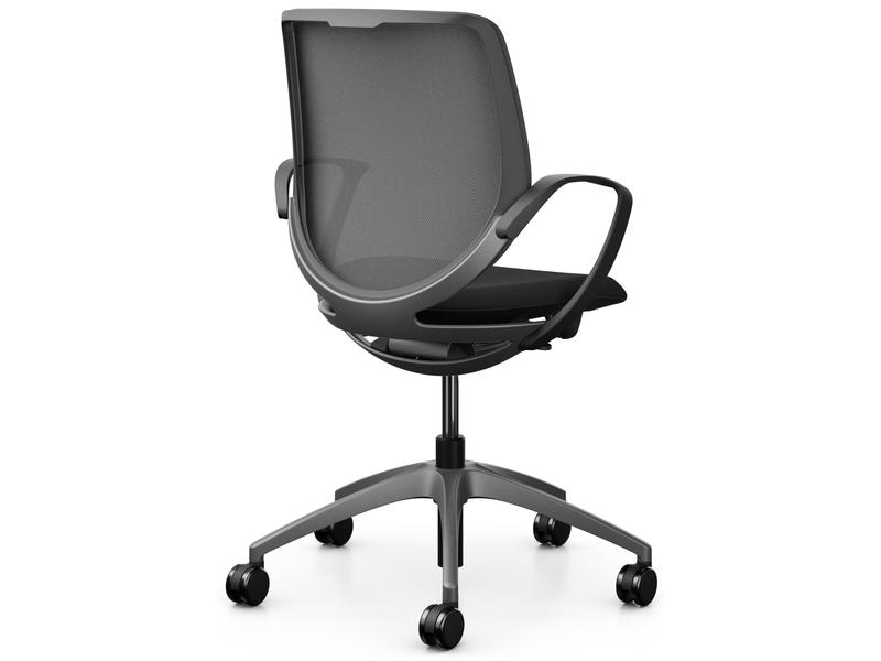 Giroflex Bürostuhl 313 mit Netzrücken und Armlehnen, Dunkel Arbeitsstuhl für gesundes, ergonomisches Sitzen