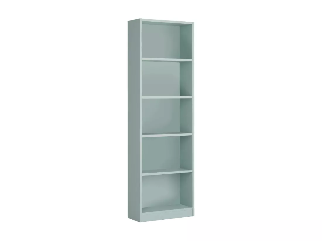 Bibliothèque Dmacagg, Bibliothèque haute avec 5 étagères, Etagère de bureau ou de chambre, Etagère moderne avec compartiments, 52x25h80 cm, Vert Aqua