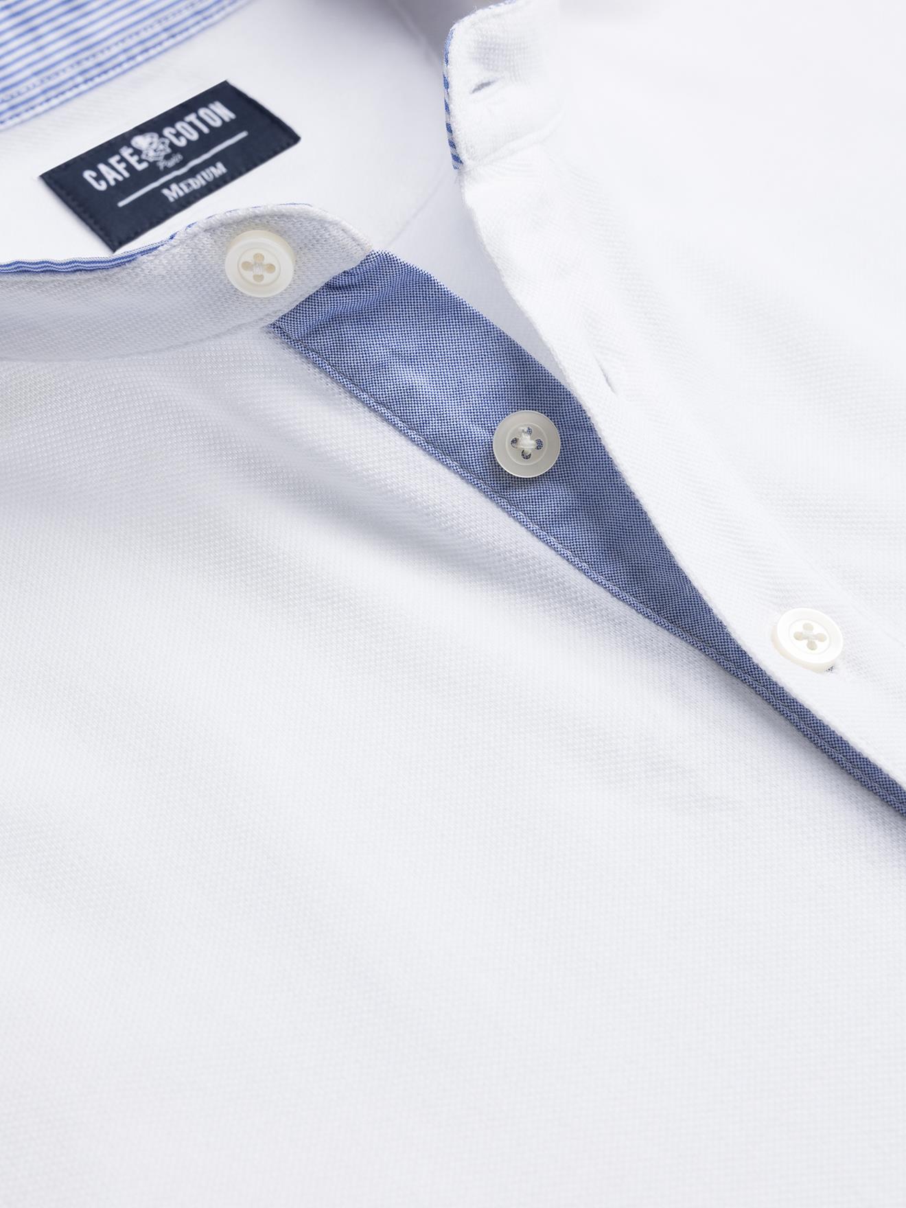 Polo col mao en piqué blanc