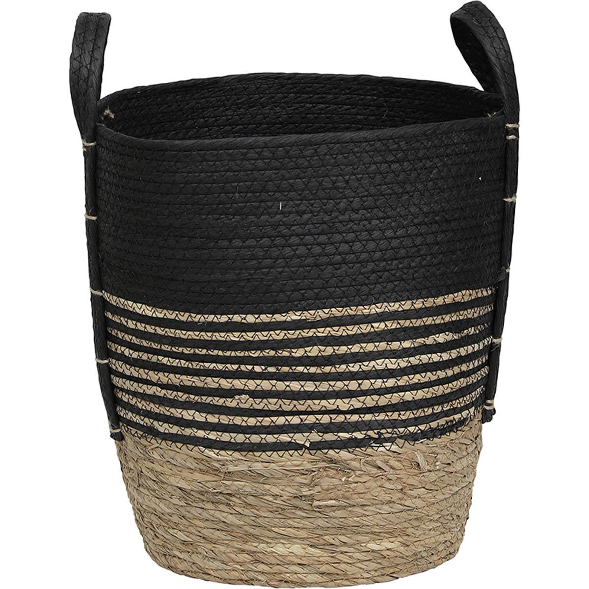 PANIERE FIBRE VEGETALE PAPIER D.34X37CM NATUREL NOIR
