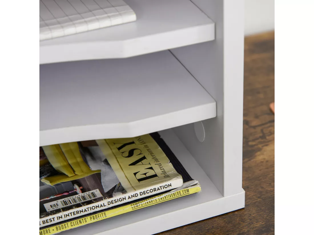 Organiseur bureau bois blanc avec 4 couches fournitures support d'imprimante dim. 35,5L x 25l x 28,6H cm