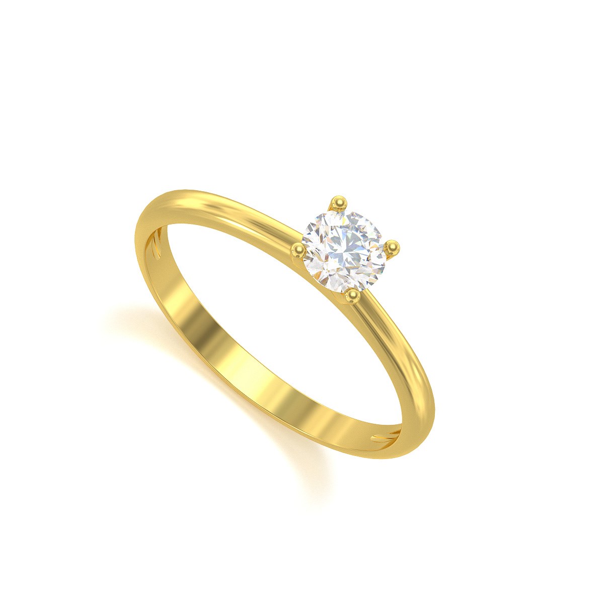 Bague ADEN Solitaire Or Jaune Diamants 1.59grs