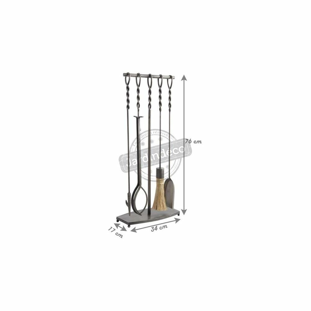 Serviteur de cheminée en fer forgé 4 accessoires