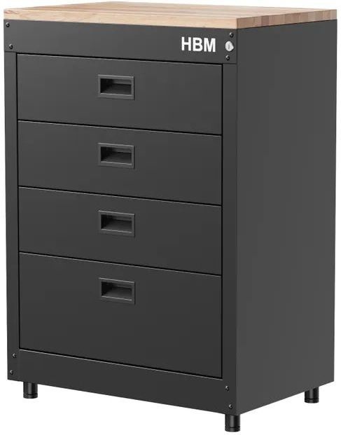 HBM - Ladenkast - Zwart - Staal - 4 Laden