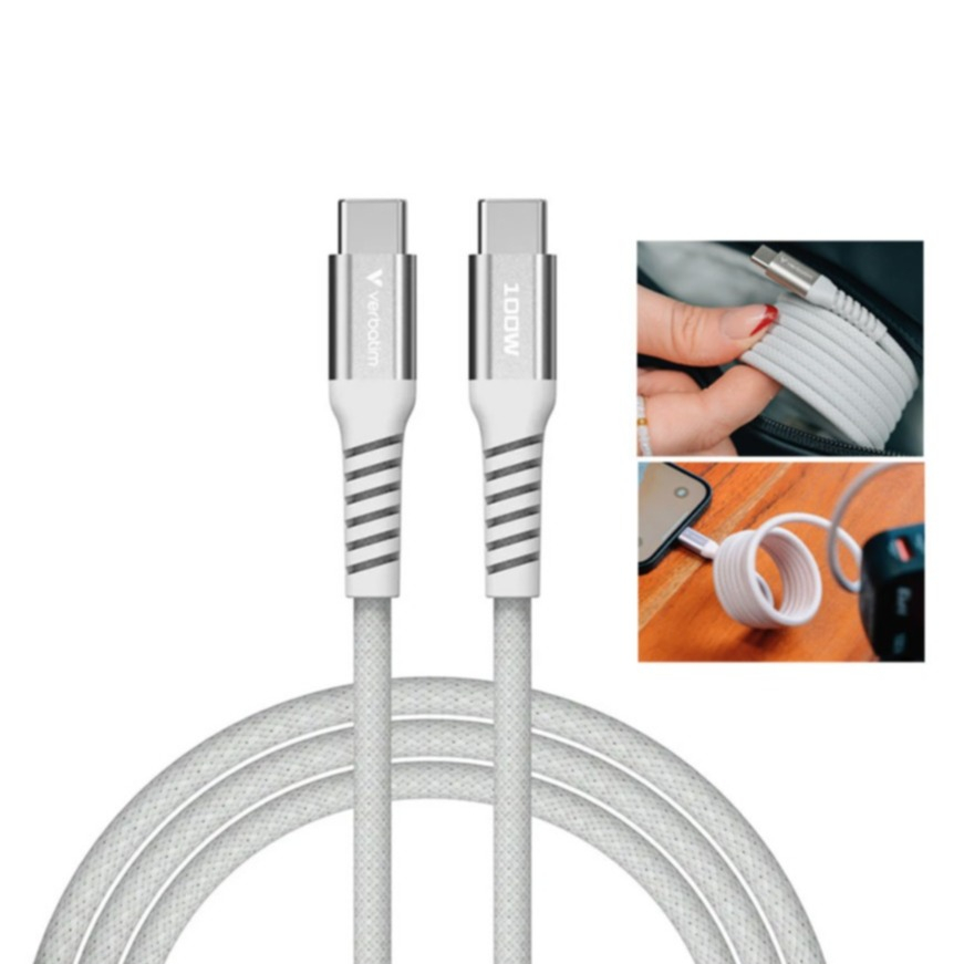 (1.2m) 100W Sync & Charge USB C auf USB C Nylon Magnet Ladekabel PD/QC 3.0 Datenkabel (31854) - Grau