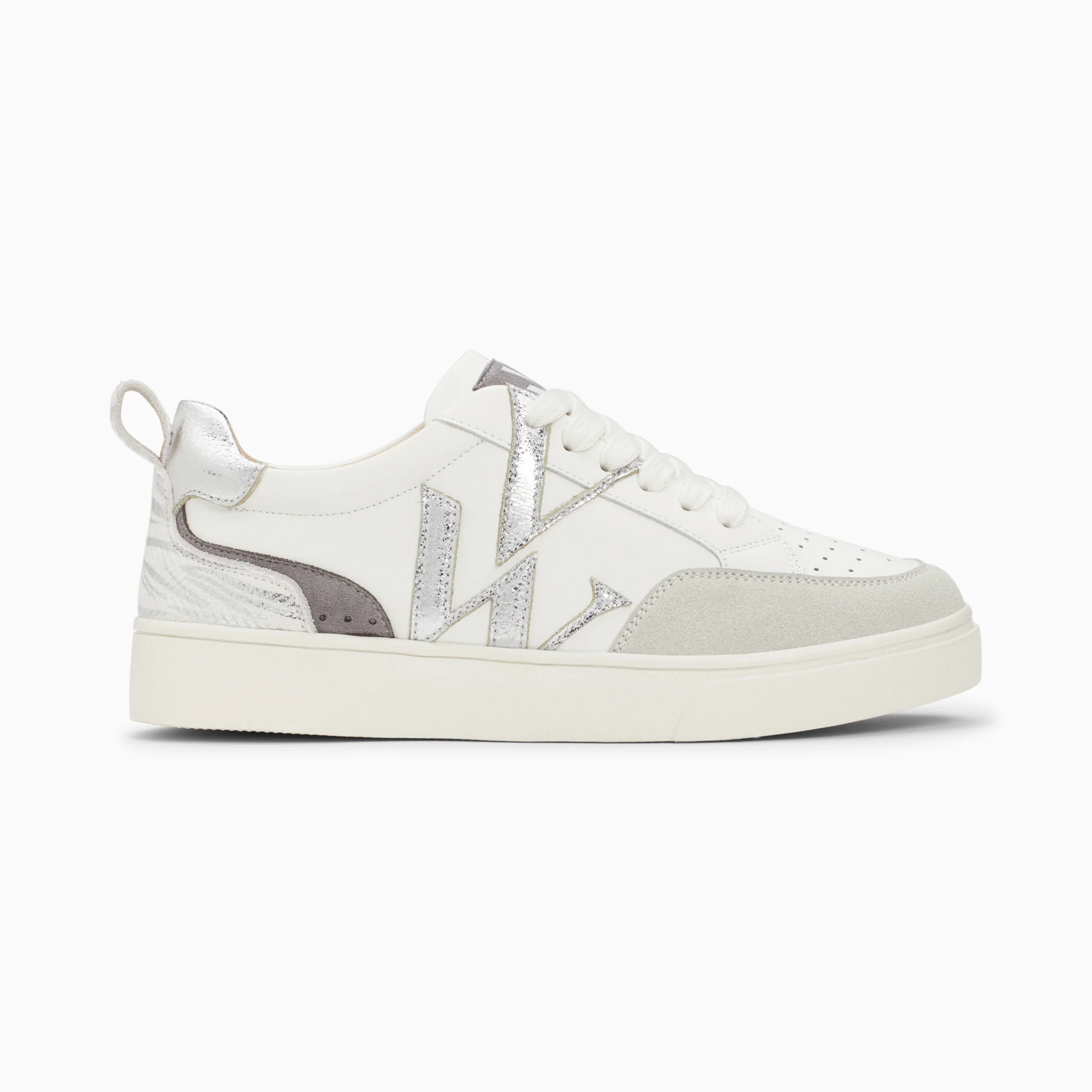 Sneakers-Baskets monogramme Luna blanc et argent