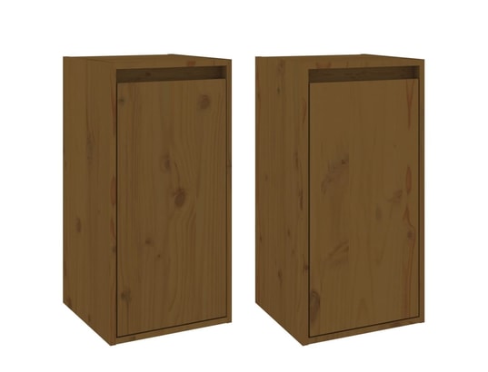 VIDAXL - Etagère Armoires murales 2pcs marron miel 30x30x60cm bois de pin mas...