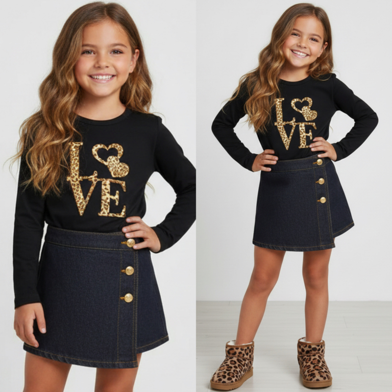 Playproof denim skort - zwart