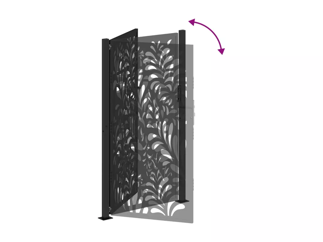 Portail de jardin noir 105x180 cm acier conception de vagues