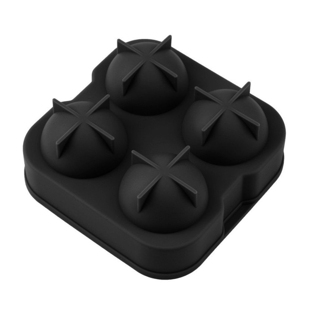 (4-fach) 3D Silikon Eiswürfel Form DIY Ice Cube Tray mit Deckel für Cocktails / Whisky / Softgetränke - Kugel