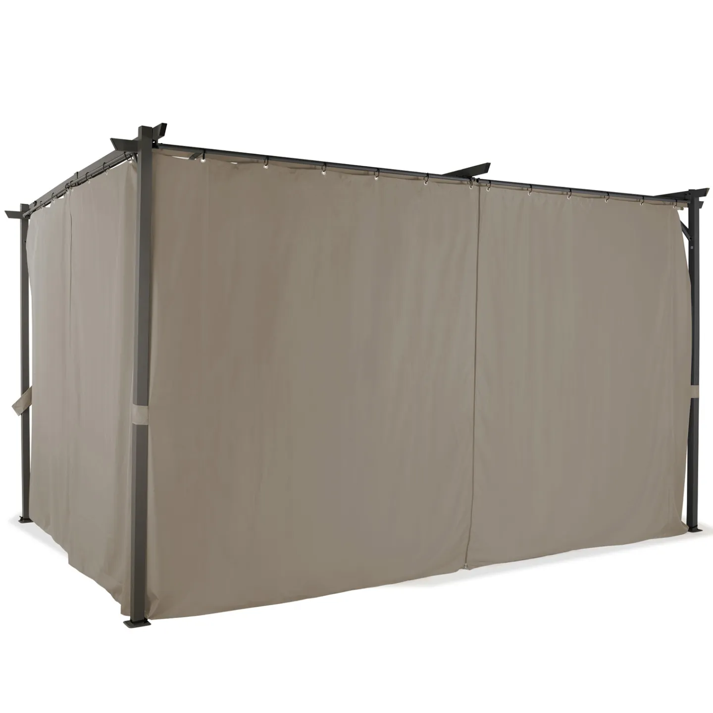 Pergola édition limitée toit rétractable 3x4 M et 4 rideaux taupe