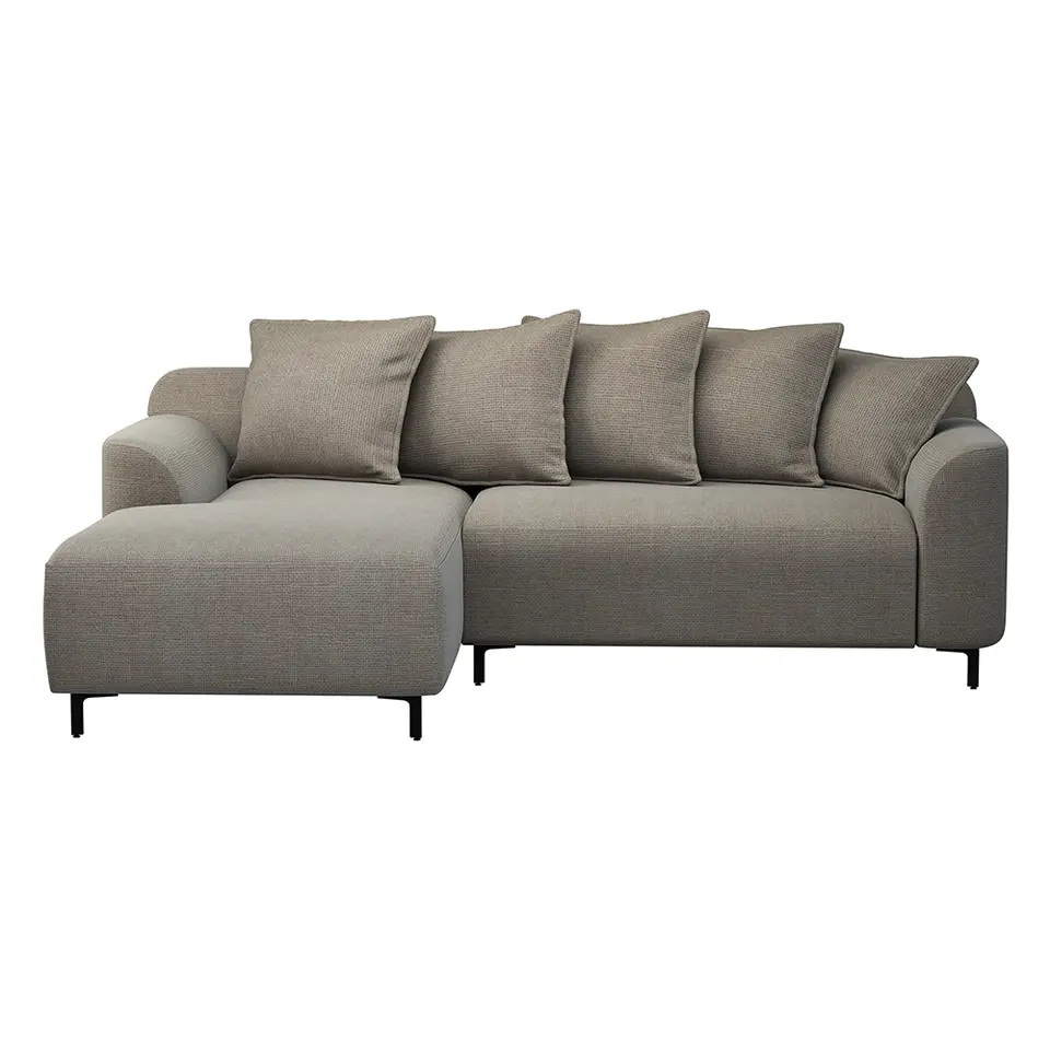 Bank Elsa met chaise longue links - stof Eden - taupe
