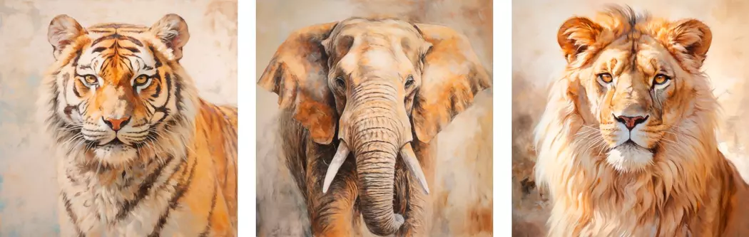Glasbild 30 x 90 cm Wild Animals I 3tlg.