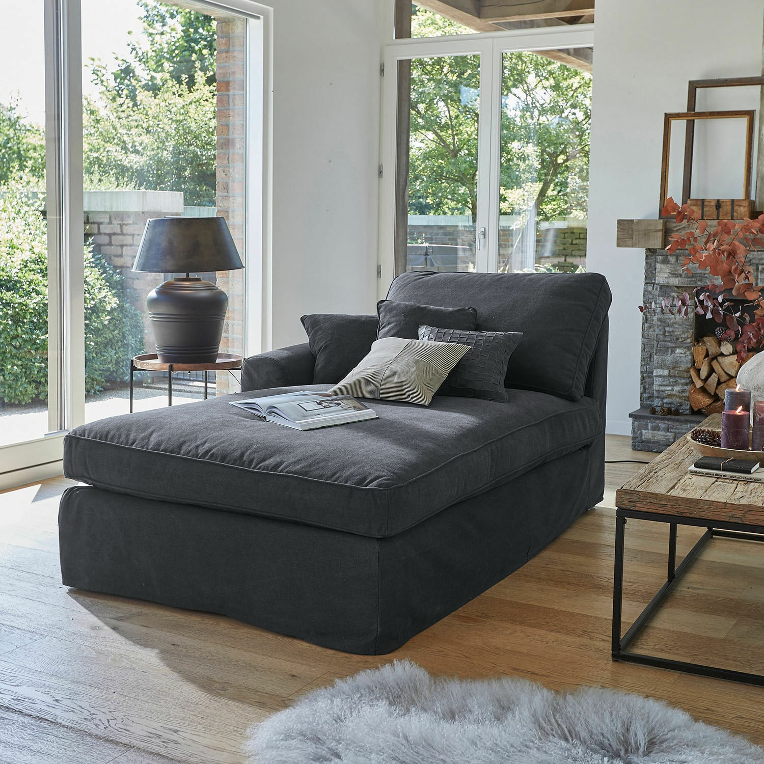 Chaiselongue Seaford Armlehne links | dunkelgrau
