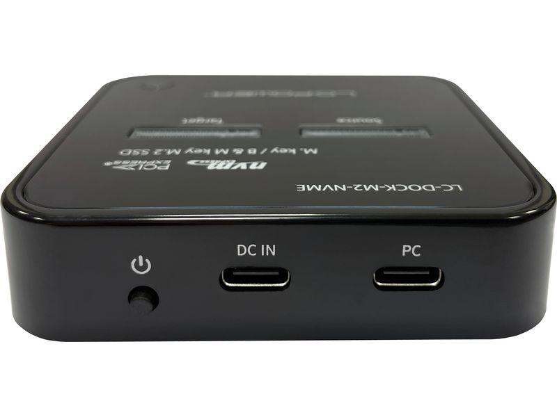 LC-Power Dockingsstation LC-DOCK-M2-NVME Kompakte USB 3.2 Gen 2x1 Docking Station für bis zu zwei NVMe-M.2 SSDs