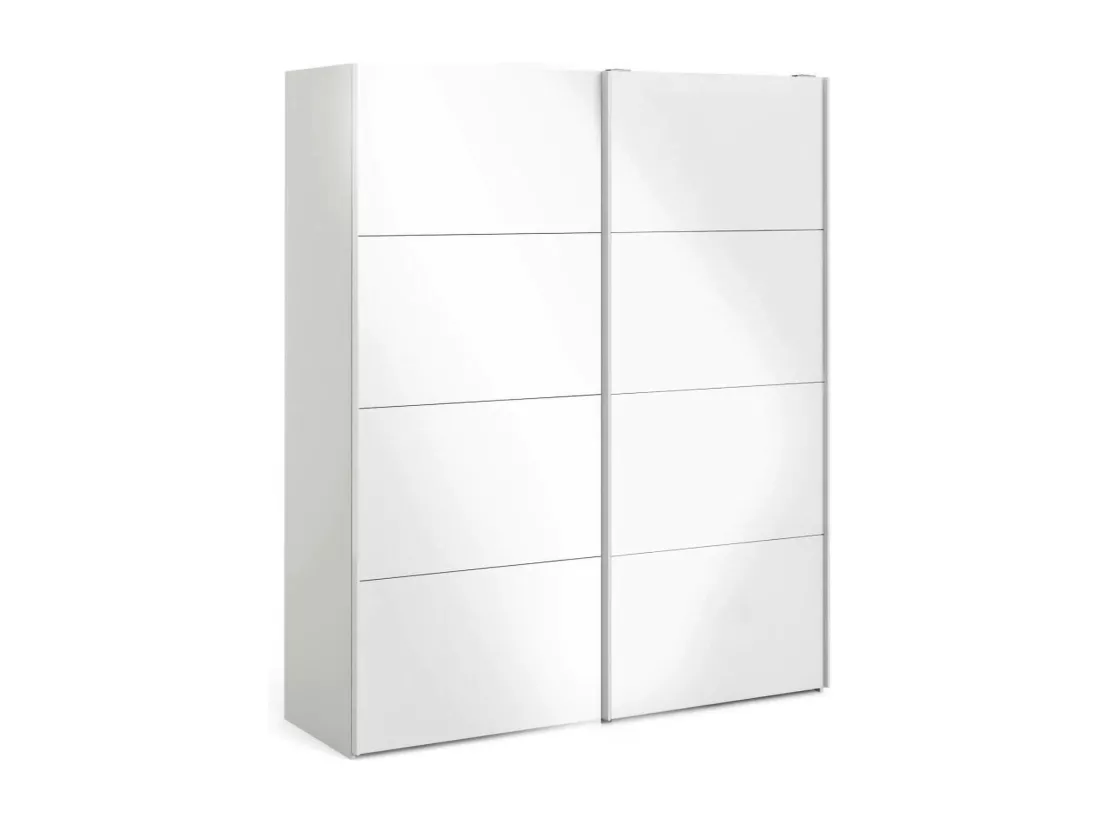 Garde-robe 2 portes Paeng, Meubles de chambre, Penderie de plain-pied, Placard à vêtements, 182x61 h220 cm, Blanc brillant