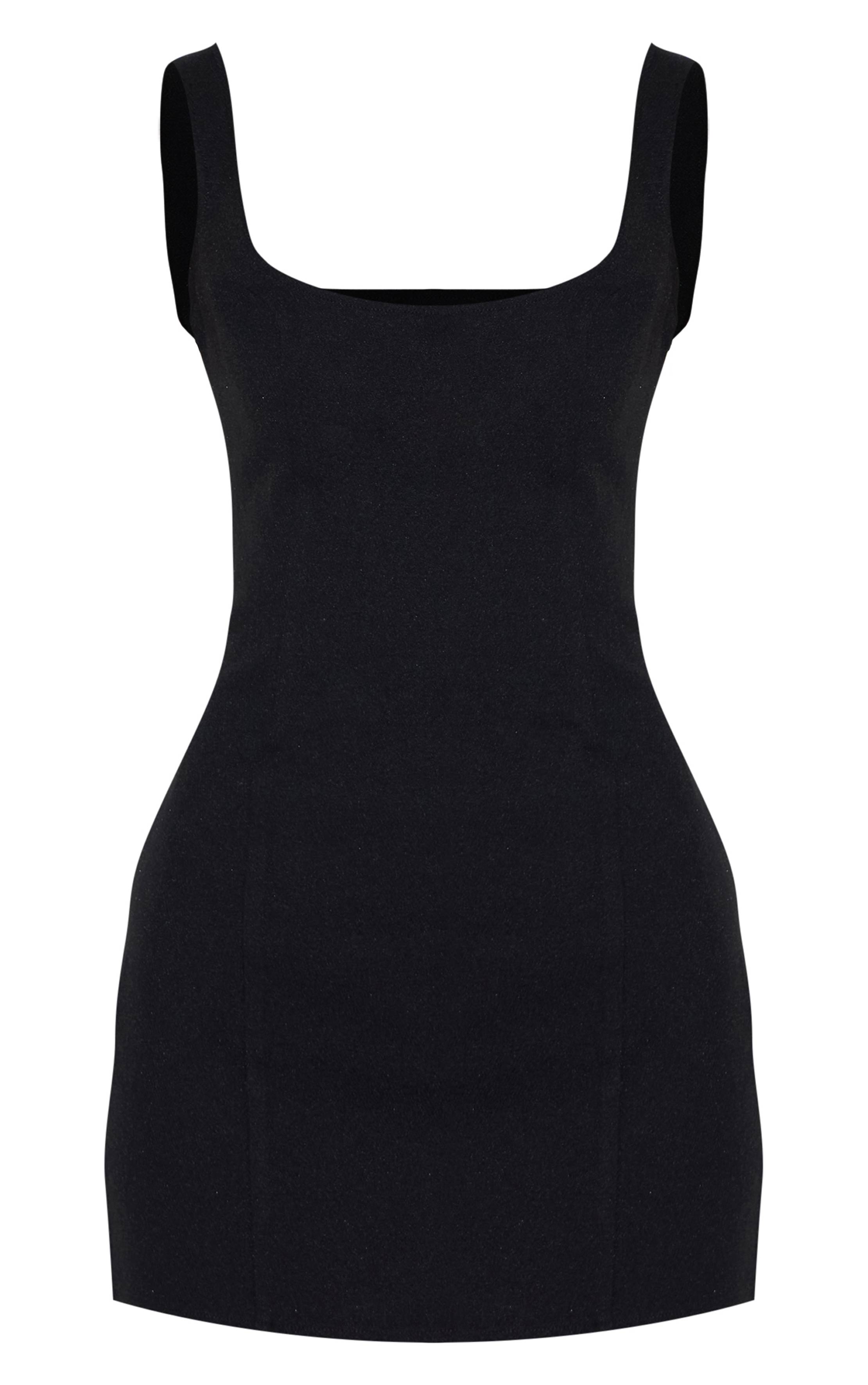 Noir Robe Moulante Ajustée À Encolure Carrée