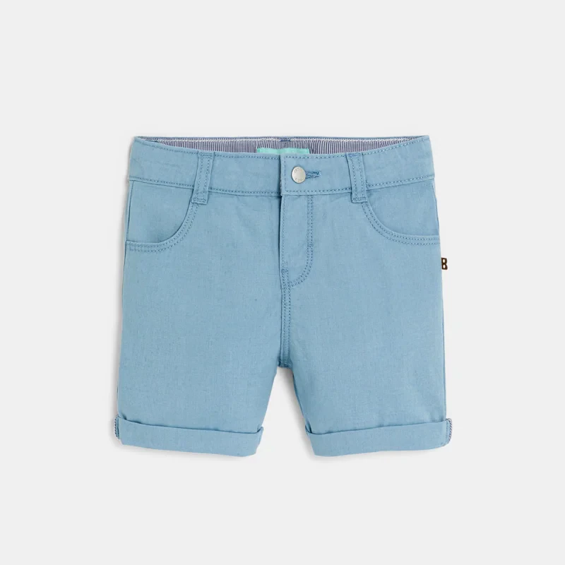 Bermuda droit coton fantaisie bleu clair bébé garçon Bleu