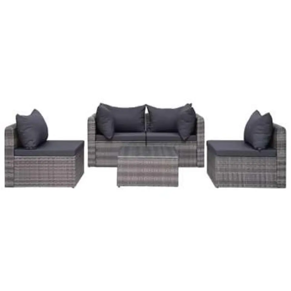 vidaXL - Loungeset - Grijs - Poly rattan