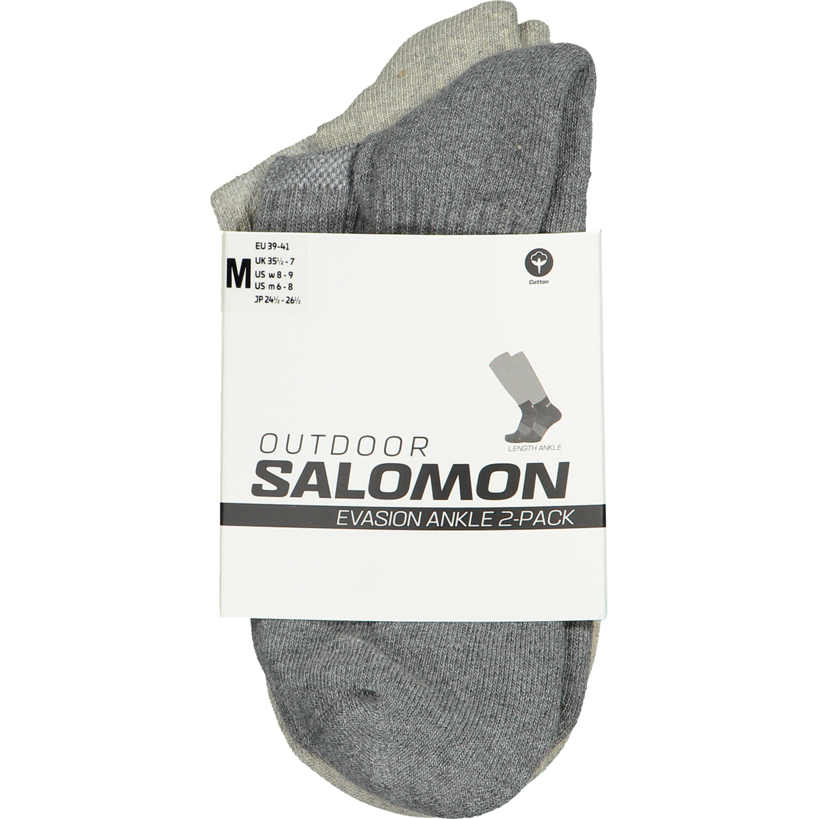 Salomon Unisex-Socken Evasion Ankle, 2 Paar 42-44, grau