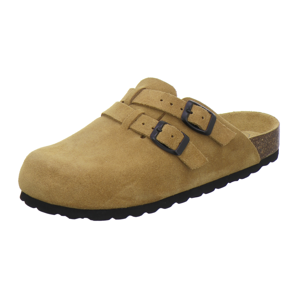 modischer Clogs Damen Leder cognac Velour