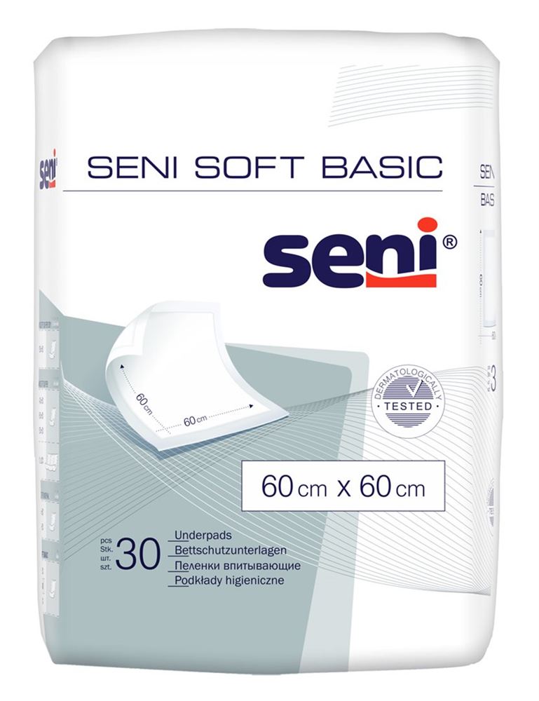 Seni Soft Basic Krankenunterlagen<br>30 Stück, 60x60cm, undurchlässig