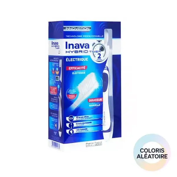 Escova de dentes elétrica Inava Hybrid com temporizador e sensibilidade, azul.