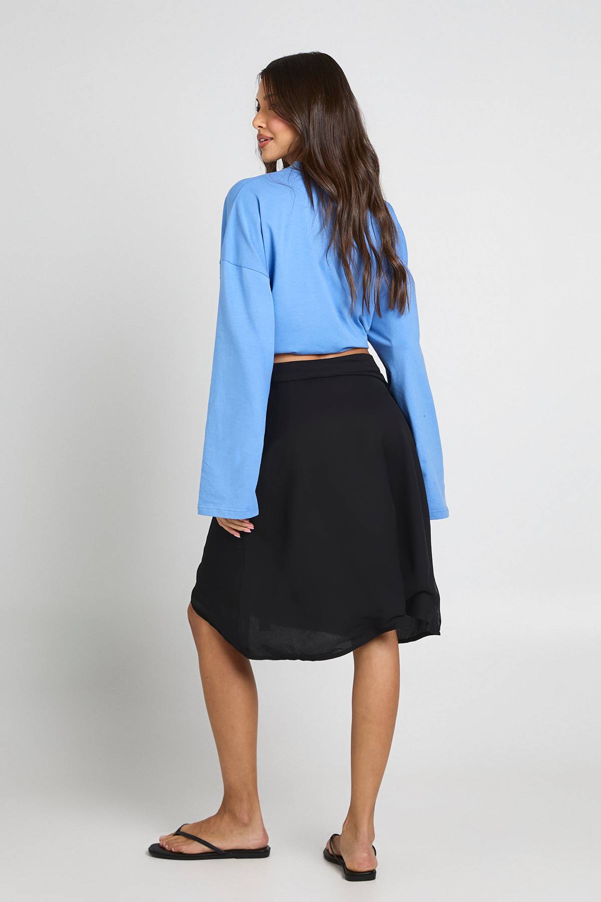 boohoo Jupe Midi Longueur Asymétrique En Mousseline Gaufrée