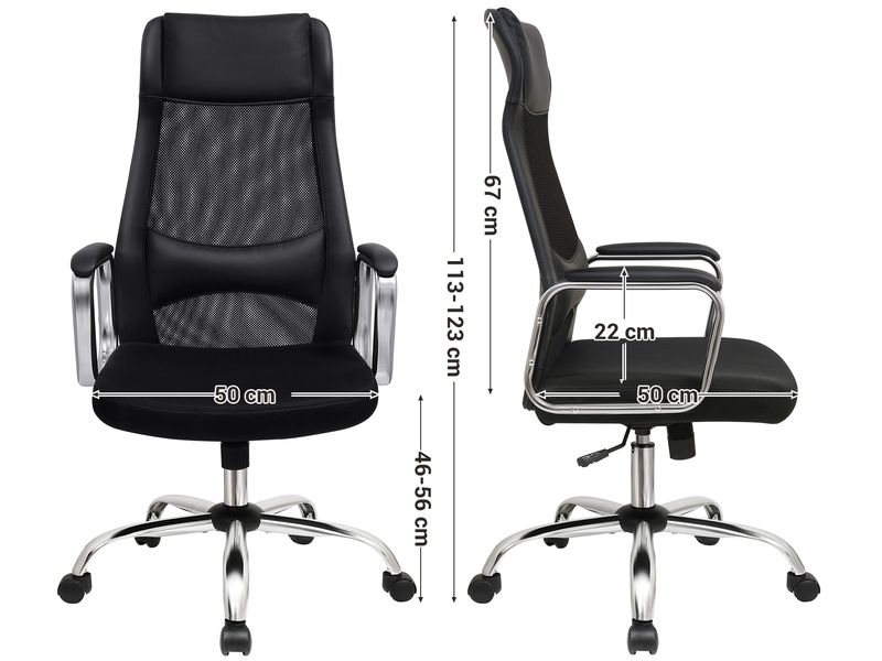Songmics Bürostuhl mit atmungsaktiver Rückenlehne, Schwarz Ergonomischer Schreibtischstuhl