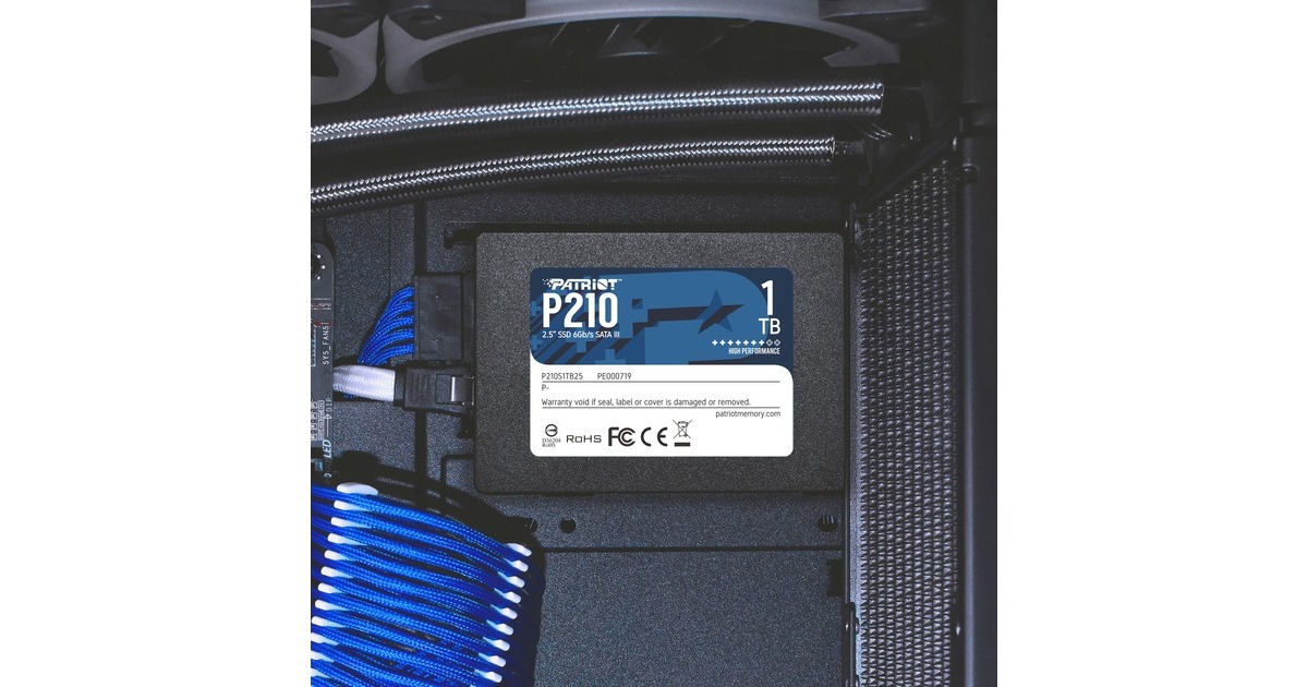 PatriotP210, 1 TB SSD  (Zwart, P210S1TB25, SATA III)