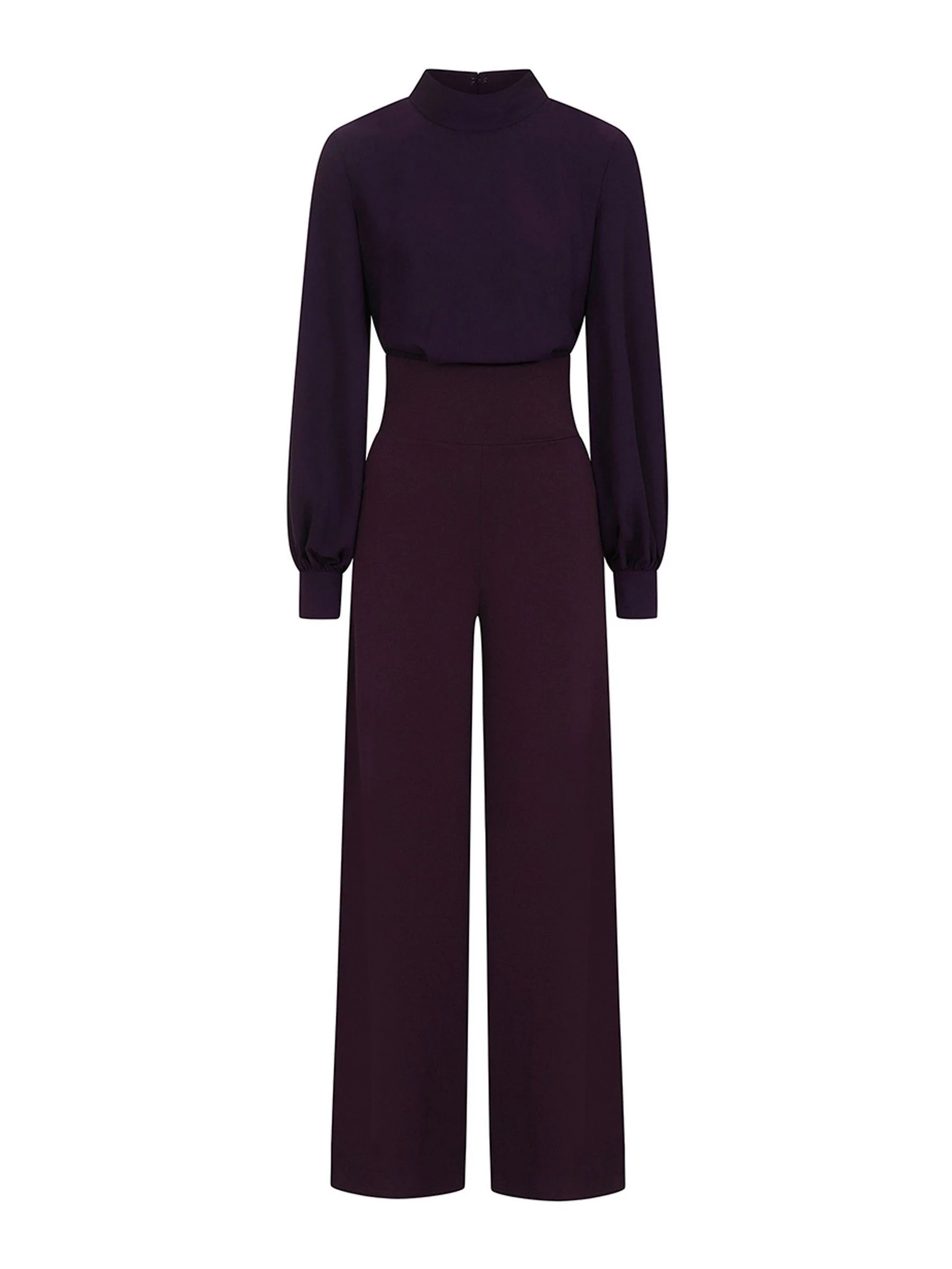 Paars - HotSquash jumpsuit met wijde pijpen en blousonmouwen