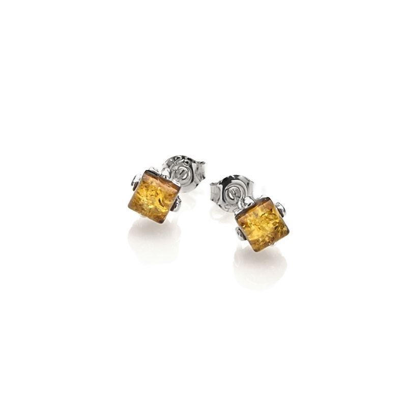 Boucle d'oreille argent 925 Ambre veritable de la mer Baltique