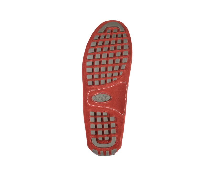 Mocassin été homme cuir Velours Rouge Et Cuir Navy - FERGUSON
