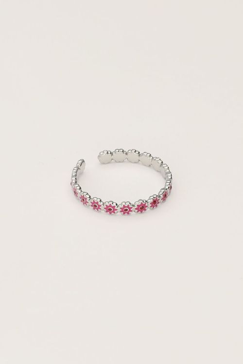Vintage ring met roze & rode bloemetjes mini
