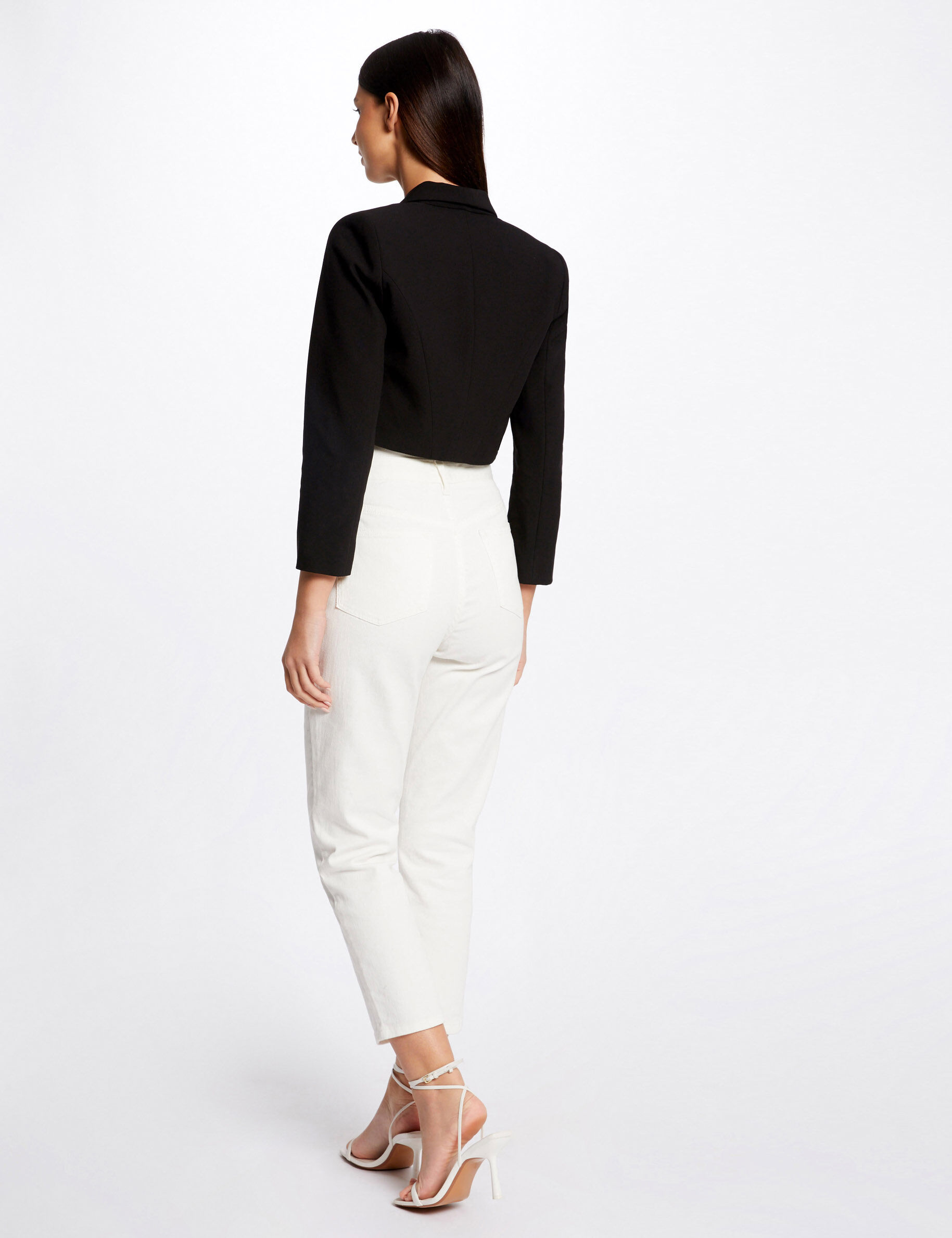 Veste boléro droite manches 3/4 noir femme - noir