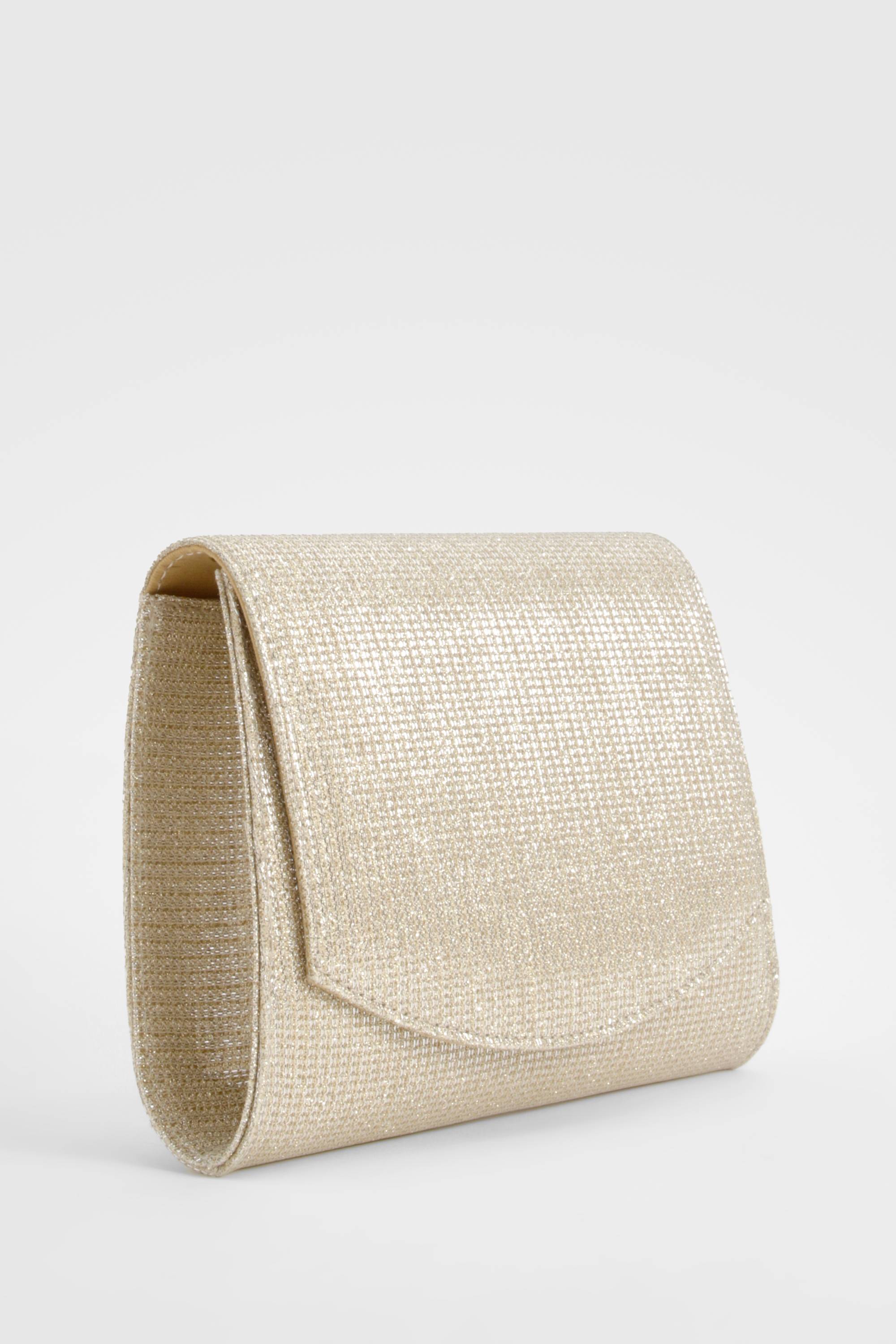boohoo Pochette enveloppe scintillante dorée