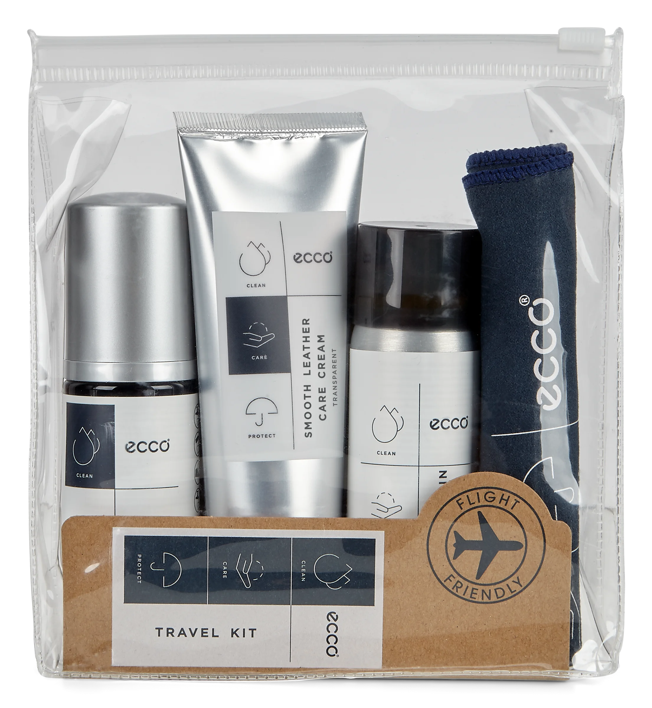 ECCO Travel Kit Reise-Schuhpflegeset Transparent 15 x 15 x 5 cm
