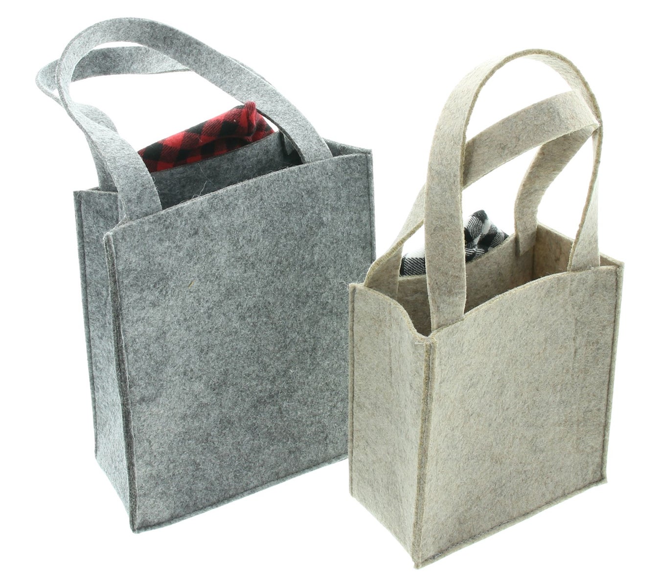 FRANK FLECHTWAREN | Geruite Kaboutertas, Set van 2, 15 x 8 x 15 cm, 18 x 9 x 20 cm, VILT