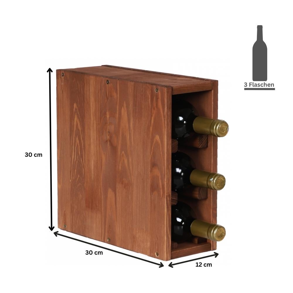 PROREGAL Modulair Wijnrek Vincellar Mod HxBxD 30 x 12 x 30 cm Smal Module Voor 3 Flessen Massief Dennenhout Bruin Geolied