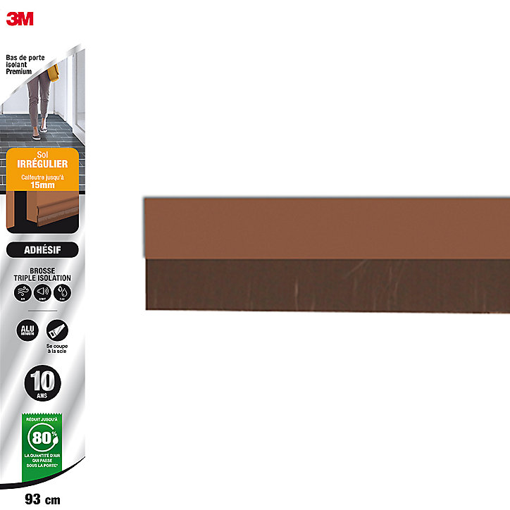 Bas de porte alu sol irrégulier adhésif Premium marron 93 cm 3M