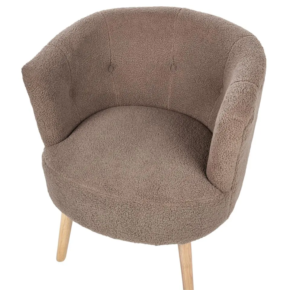 ODENZEN - Fauteuil - Bruin - Bouclé