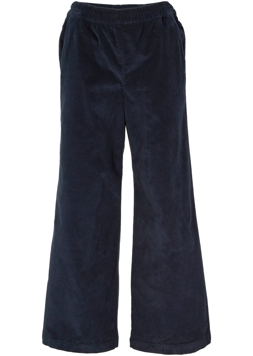 Pantalon large en velours côtelé avec taille haute confort, longueur cheville