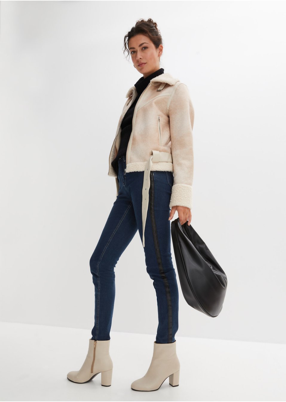 Veste biker avec empiècement synthétique
