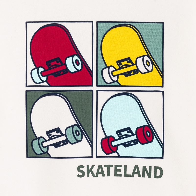 Sweat-shirt motif skate blanc garçon