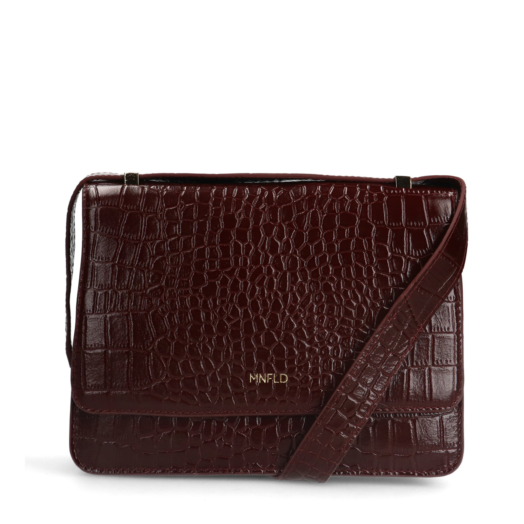 Bordeaux rode lakleren croco schoudertas